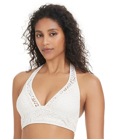 Bar Iii Women's Goddess Crochet Longline Halter Bikini Top, Exclusively at Macy's