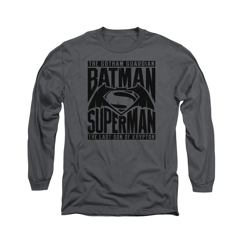 Batman V Superman Mens Title Fight Long Sleeve Adult Tee / T-Shirt