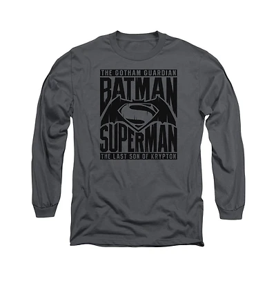 Batman V Superman Mens Title Fight Long Sleeve Adult Tee / T-Shirt