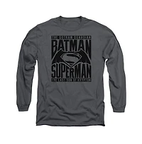 Batman V Superman Mens Title Fight Long Sleeve Adult Tee / T-Shirt