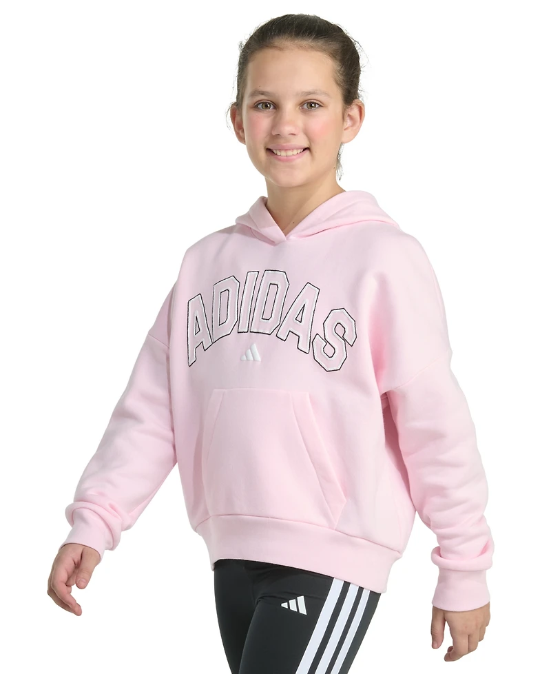 adidas Big Girls Long-Sleeve Graphics Fleece Pullover Hoodie