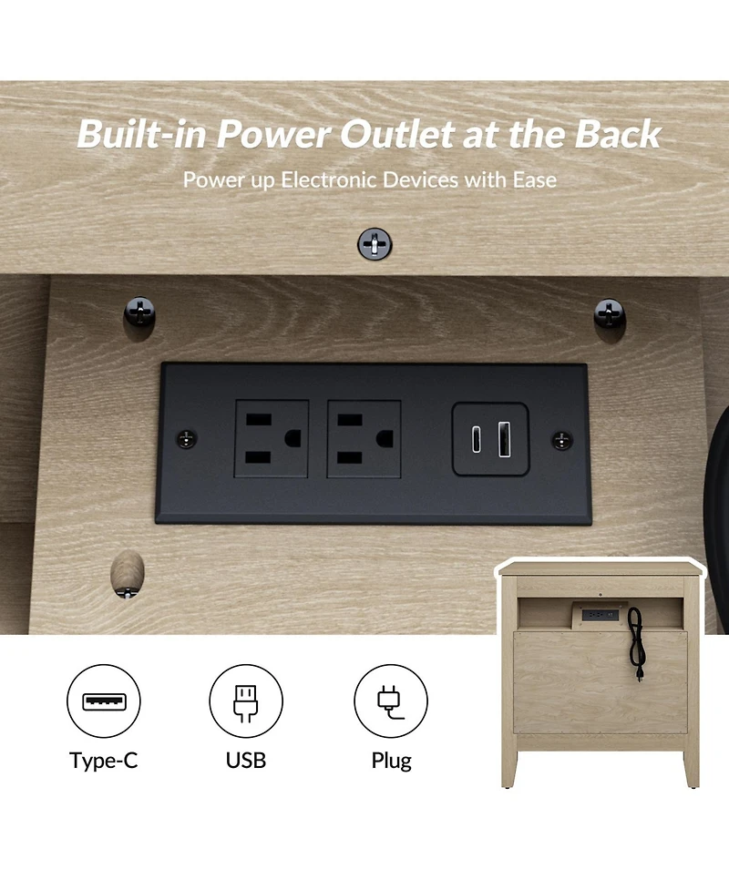 Hulala HomeTheresa Transitional 3-Drawer Nightstand with Hidden Pull-out Drawer