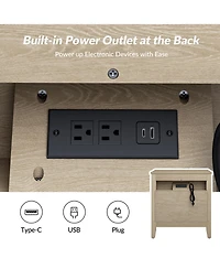 Hulala HomeTheresa Transitional 3-Drawer Nightstand with Hidden Pull-out Drawer