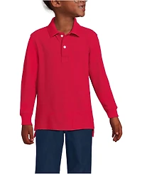 Lands' End School Uniform Kids Long Sleeve Mesh Polo Shirt