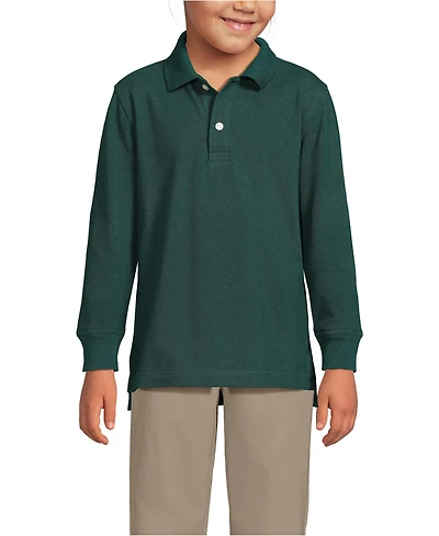 Lands' End School Uniform Kids Long Sleeve Mesh Polo Shirt