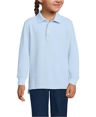Lands' End School Uniform Kids Long Sleeve Mesh Polo Shirt