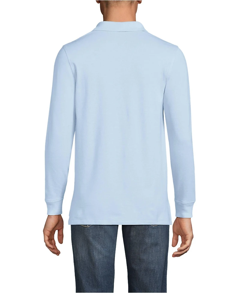 Lands' End Men's School Uniform Long Sleeve Mesh Polo Shirt