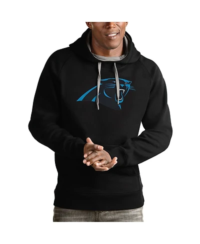 Antigua Men's Black Carolina Panthers Victory Pullover Hoodie