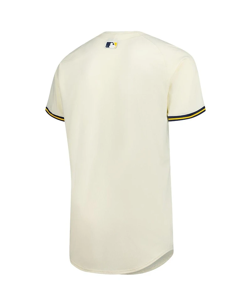 Nike Men's Cream Milwaukee Brewers Home Elite Jersey