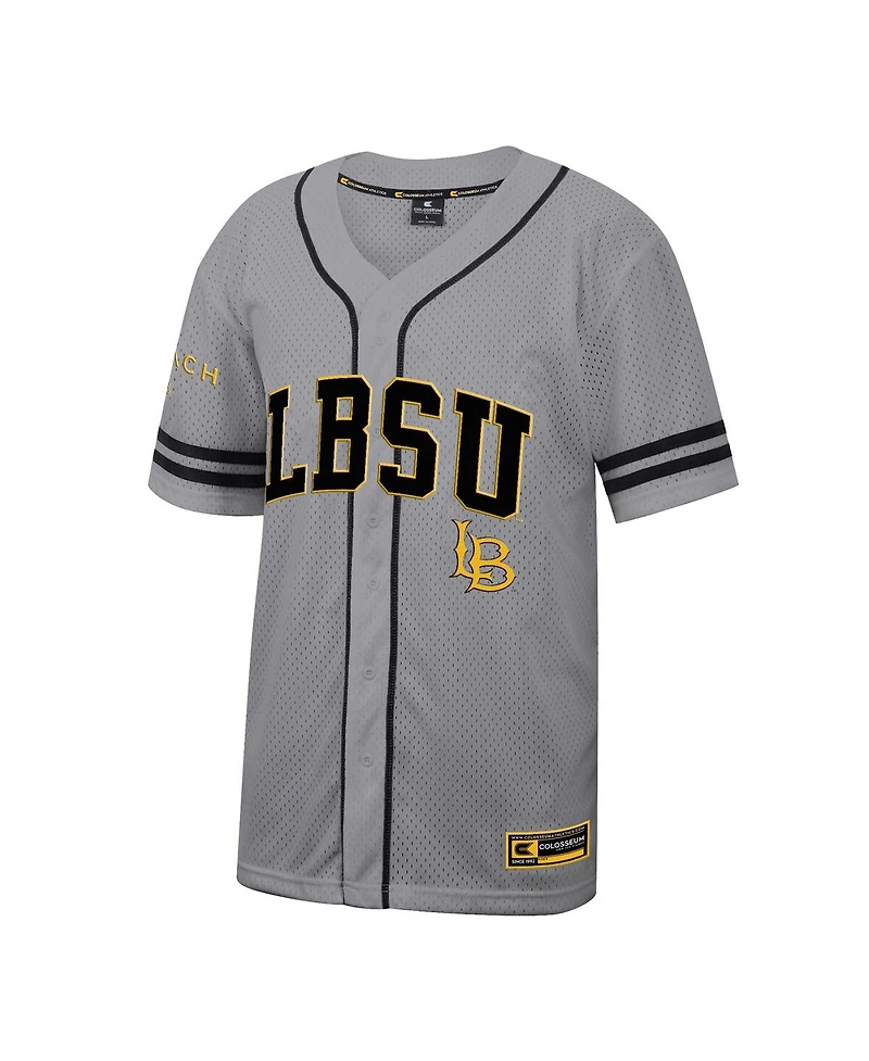 Colosseum Men's Gray Cal State Long Beach the Free Spirited Baseball Jersey