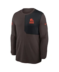 Nike Men's Brown Cleveland Browns Sideline Coach Uv Performance Long Sleeve T-Shirt