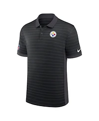Nike Men's Black Pittsburgh Steelers Sideline Victory Stripe Performance Polo Shirt