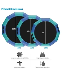 15 Feet Inflatable Splash Padded Water Bouncer Trampoline