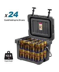 16 Quart 24-Can Capacity Portable Insulated Ice Cooler with 2 Cup Holders