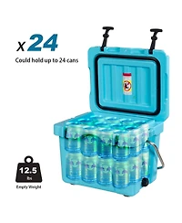 16 Quart 24-Can Capacity Portable Insulated Ice Cooler with 2 Cup Holders