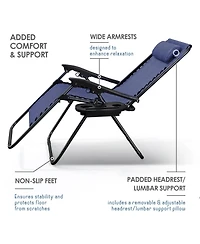 Outdoor Patio Zero Gravity Chairs Set of 4 - Reclining Lounge with Pillows & Cup Holders