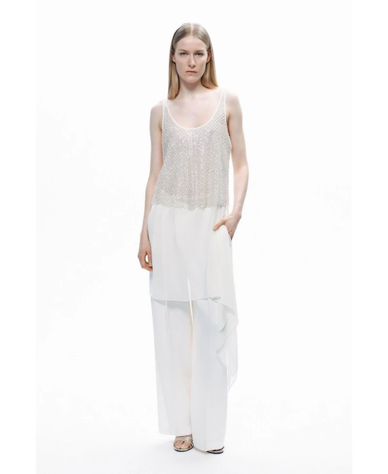 Nocturne Women's Open Back Crystal Stone Detailed Blouse