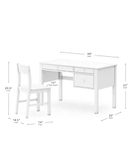 Guidecraft Madison Kids Desk with Hutch and Chair Set - White: Kids Wooden Bedroom Writing Table with Storage, Wood Study Table for Kids with Hutch