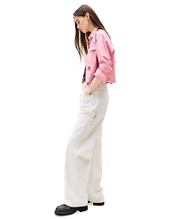 Tommy Jeans Women's Cotton Crop Button-Front Crest Shirt