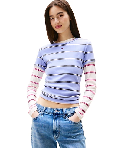 Tommy Jeans Women's Slim Essential Ribbed Badge T-Shirt