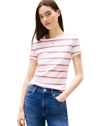 Tommy Jeans Women's Slim Essential Ribbed Badge T-Shirt