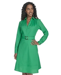 Calvin Klein Women's V-Neck Long-Sleeve A-Line Dress