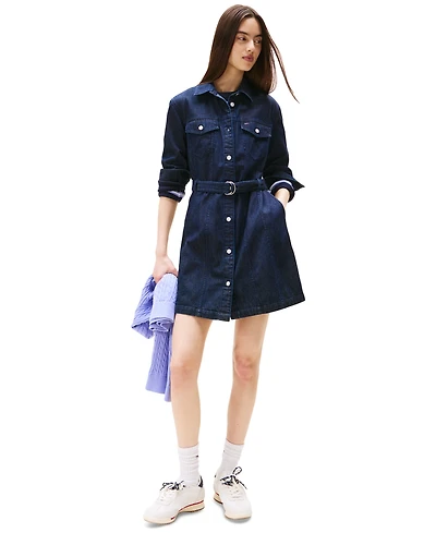 Tommy Jeans Women's Belted Cotton Denim Dress