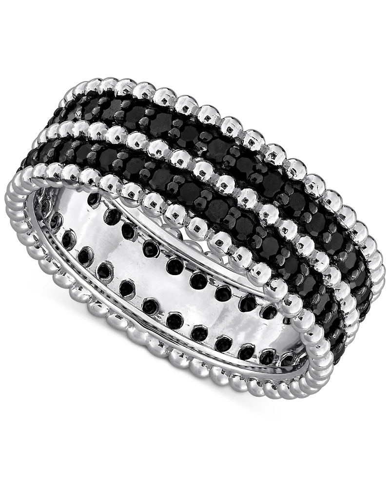 Black Diamond Double Row Beaded Eternity Band (1-1/6 ct. t.w.) 14k Gold