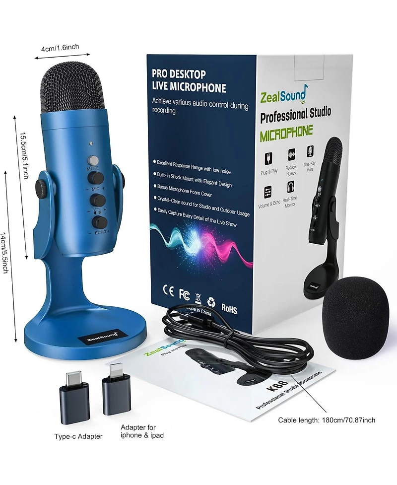 ZealSound Gaming Usb Microphone k66b and d65k Furry Cover