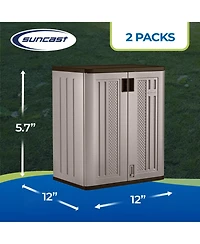 Suncast 9 Cu Ft Heavy Duty Resin Garage Base Storage Cabinet, Platinum (2 Pack)