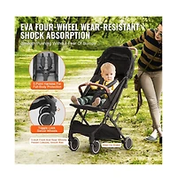Slickblue Baby Stroller with Adjustable Backrest Footrest One-Click Fold Cup Holder and Carry Bag