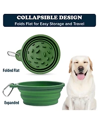 Slow-Feeder, Non-Skid, Bpa-Free Silicone Travel Dog Bowl