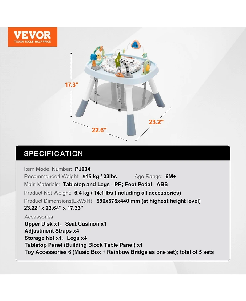 Slickblue Kids Activity Center Interactive Play Center Table with Toys Music Songs