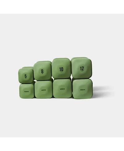WeGym PreWeGym SafeGrip Dumbbells Medium Set - 5, 8, 10, 12 lbsmium Suede Mat