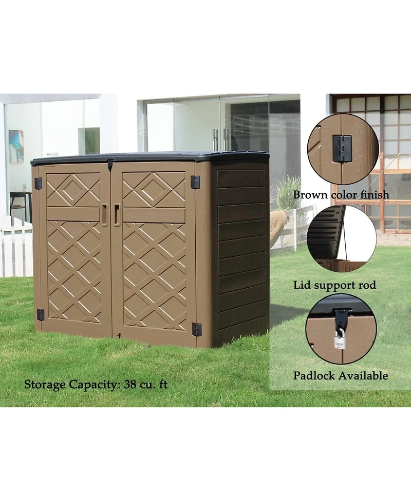 Mondawe 34.3"D x 53.2"W 47.1"H Resin Outdoor Storage Shed with Reinforced Floor