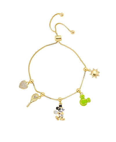 Disney Mickey Mouse Cubic Zirconia Tennis Charm Bolo Bracelet