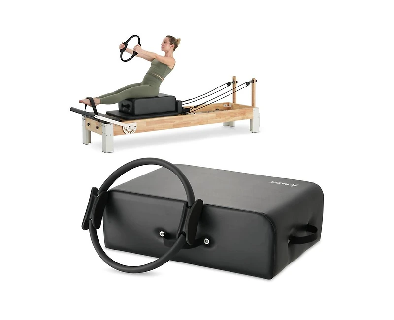 Mikolo Pilates Box for Reformer – Durable Pu Leather, Anti-Slip, Includes Pilates Ring