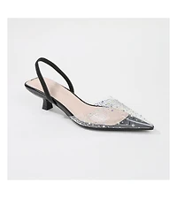 Mabel Clear Rhinestone Kitten Heels