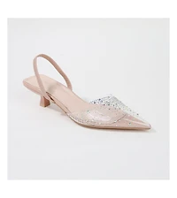 Mabel Clear Rhinestone Kitten Heels