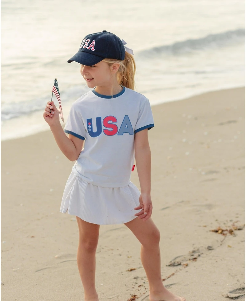 Bits & Bows Girls Usa Crewneck T-Shirt