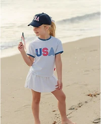 Bits & Bows Girls Usa Crewneck T-Shirt