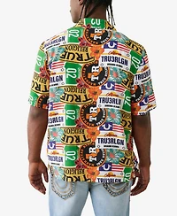 True Religion Men's Short Sleeve Allover Print Camp Shirt