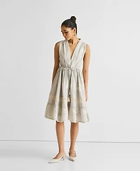 Reistor Women's Embroidered Drawstring Gathered Dress
