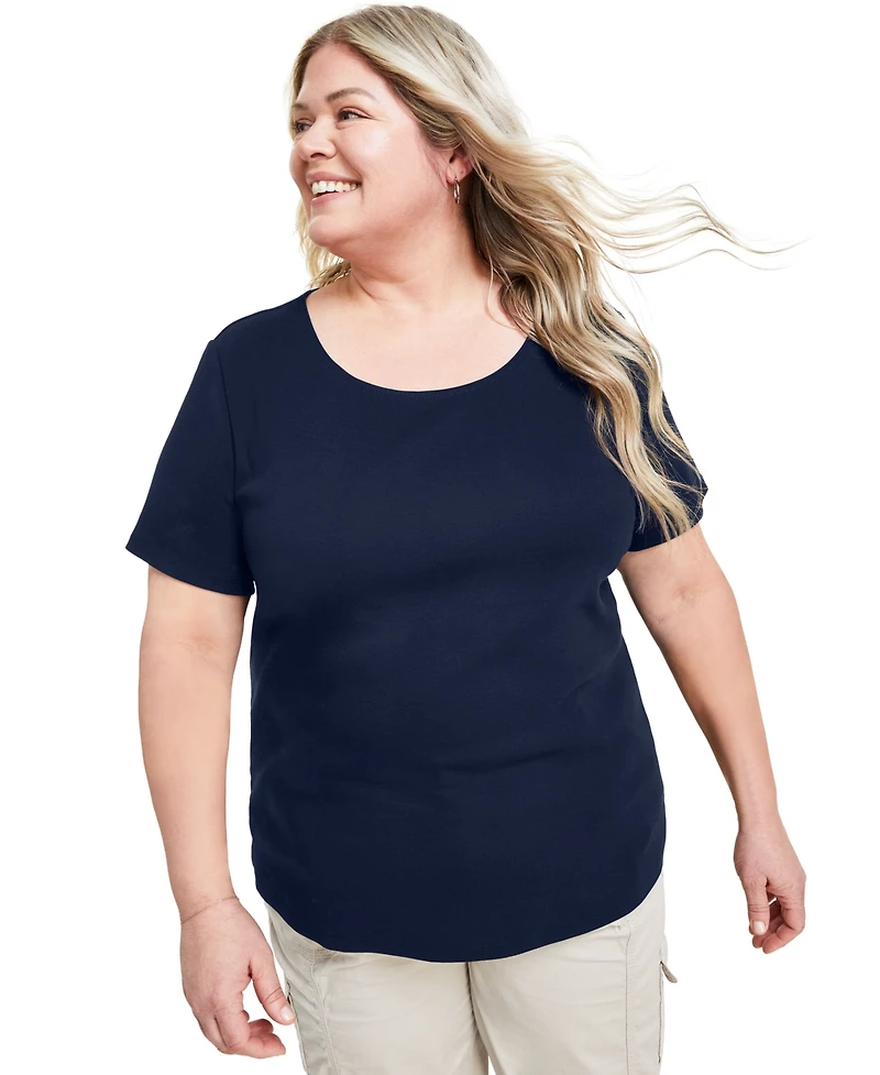 Style & Co Women's Plus Short-Sleeve Scoop-Neck Top