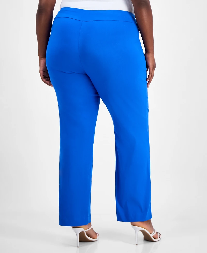 I.n.c. International Concepts Plus Mid-Rise Pull-On Straight-Leg Pants, Created for Macy's