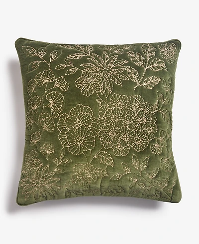 Charter Club Velvet Botanical Decorative Pillow, 18" x 18", Exclusively at Macy's