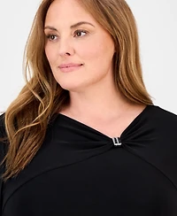 Anne Klein Plus Gathered-Front Top