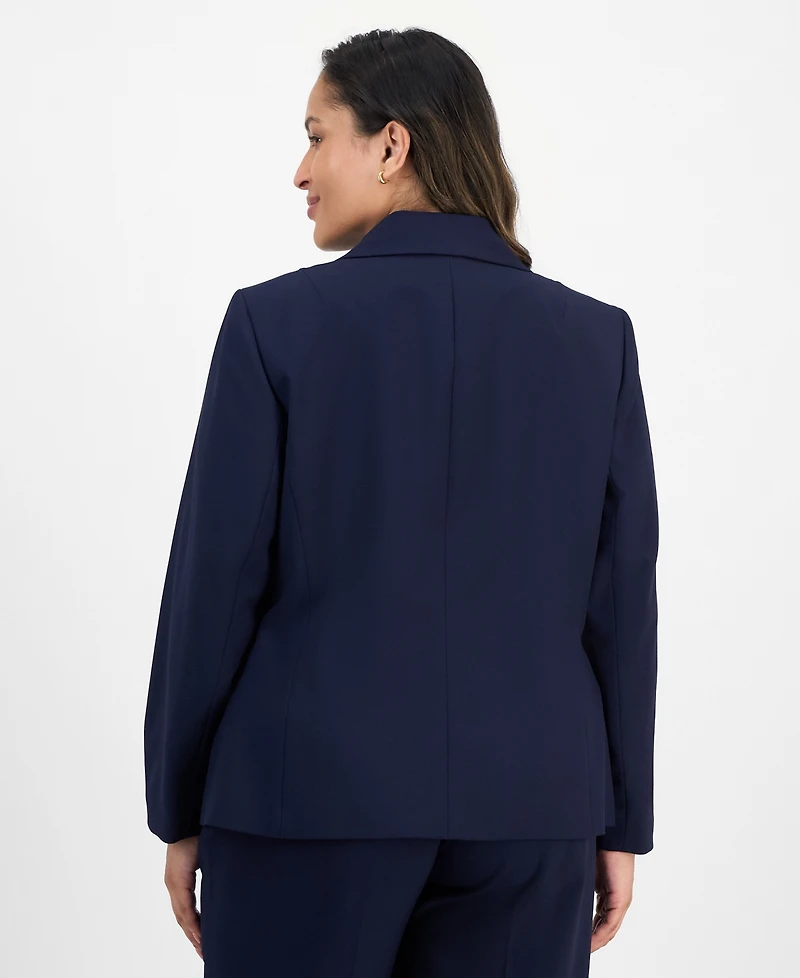 Le Suit Plus Two-Button Wide-Leg Pantsuit