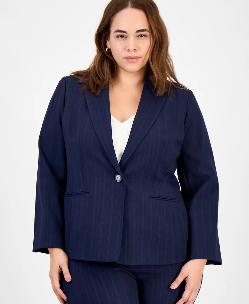 Le Suit Women's Notch-Collar One-Button Pantsuit Set