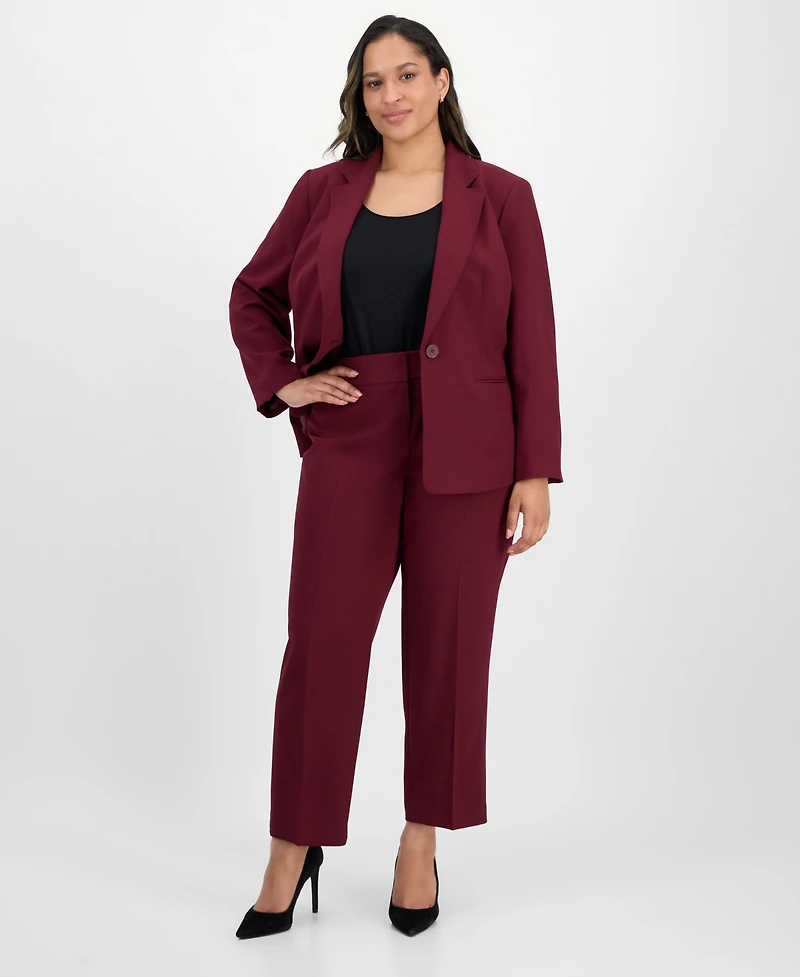 Le Suit Plus Notched Collar One-Button Pantsuit